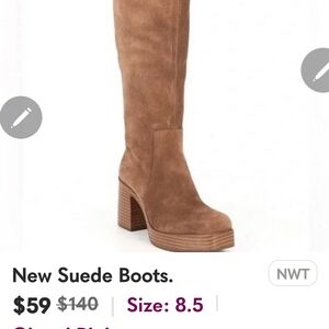 Gianni Bini Brown Suede Heeled Boots